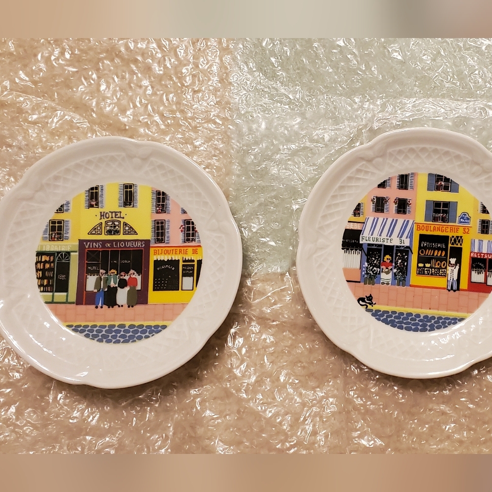 6 Different Plates 5.75” Philippe Deshoulierres Lourioux Porcelein French Shops